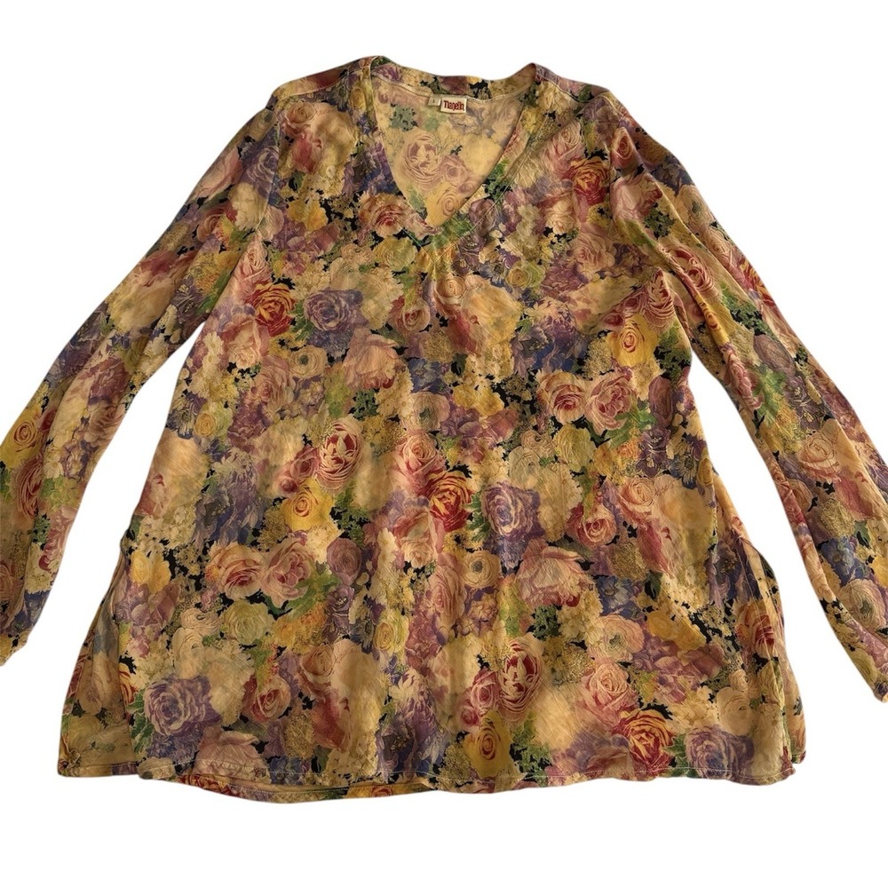 Tianello Women's Boho Large Floral Shirt Made In USA
